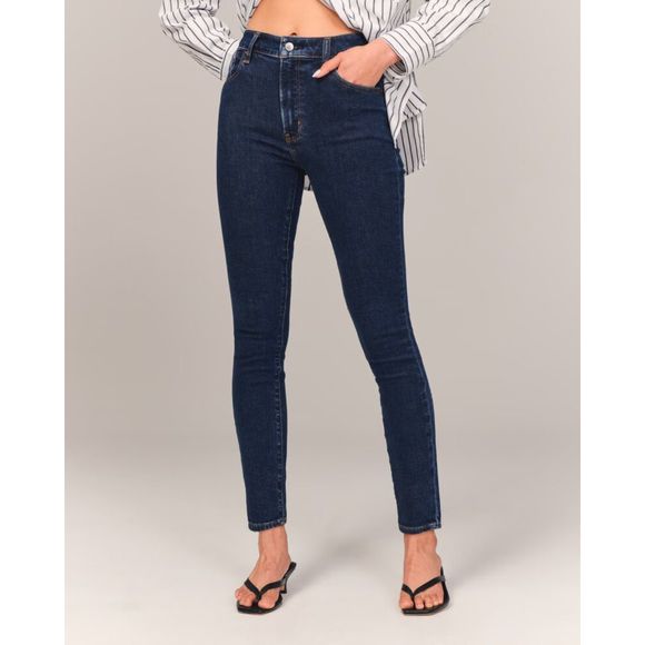 Abercrombie & Fitch Denim - Abercrombie & Fitch The Super Skinny High Rise Jeans Dark Blue Size 29 8L 8 Long